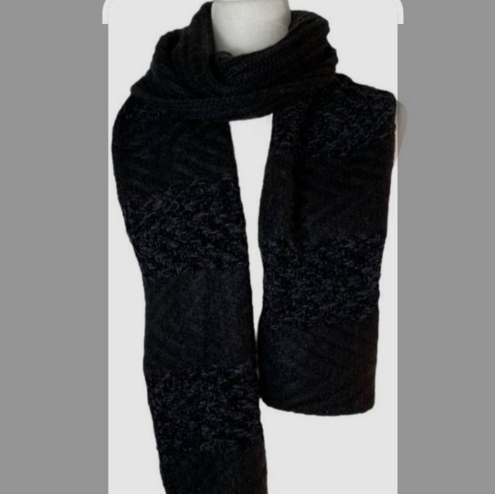Chennile Black Scarf, approx 74"